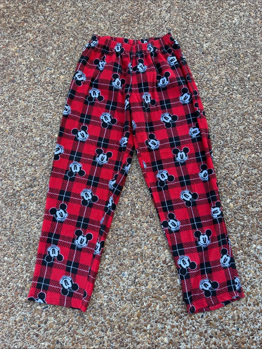Kids Small Red Plaid Mickey Print Pajama Pants